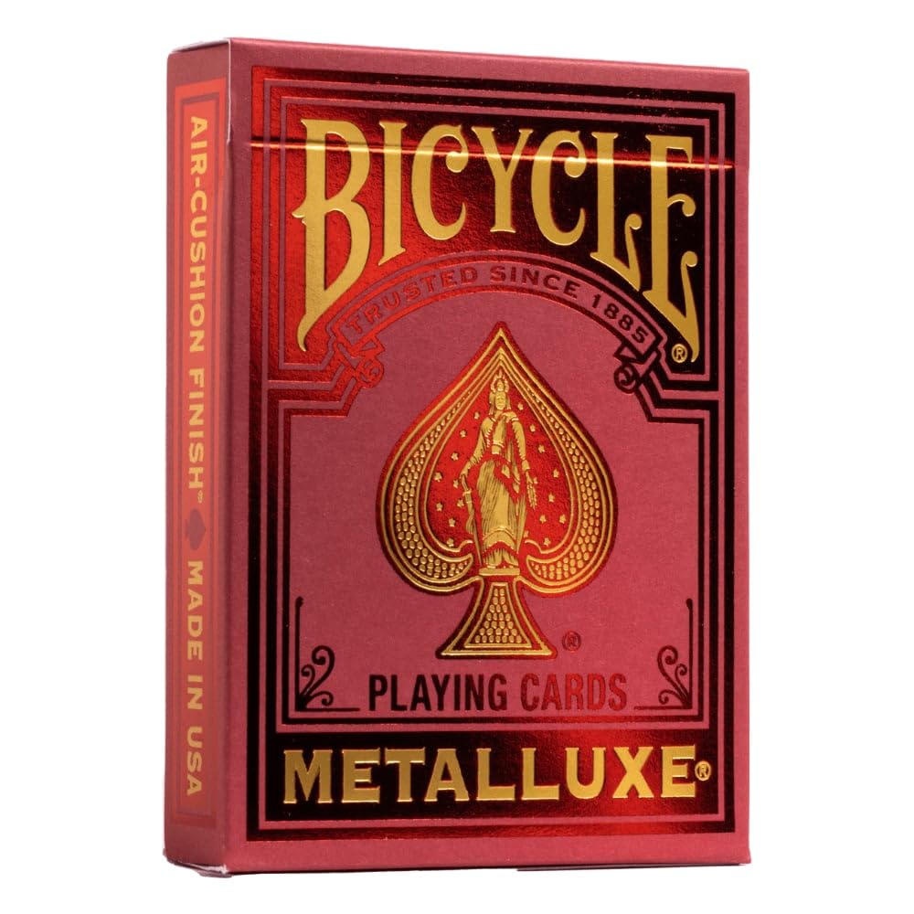 Bicycle Metalluxe Red Playing Cards – Premium Metal Foil Finish (Poker Size)