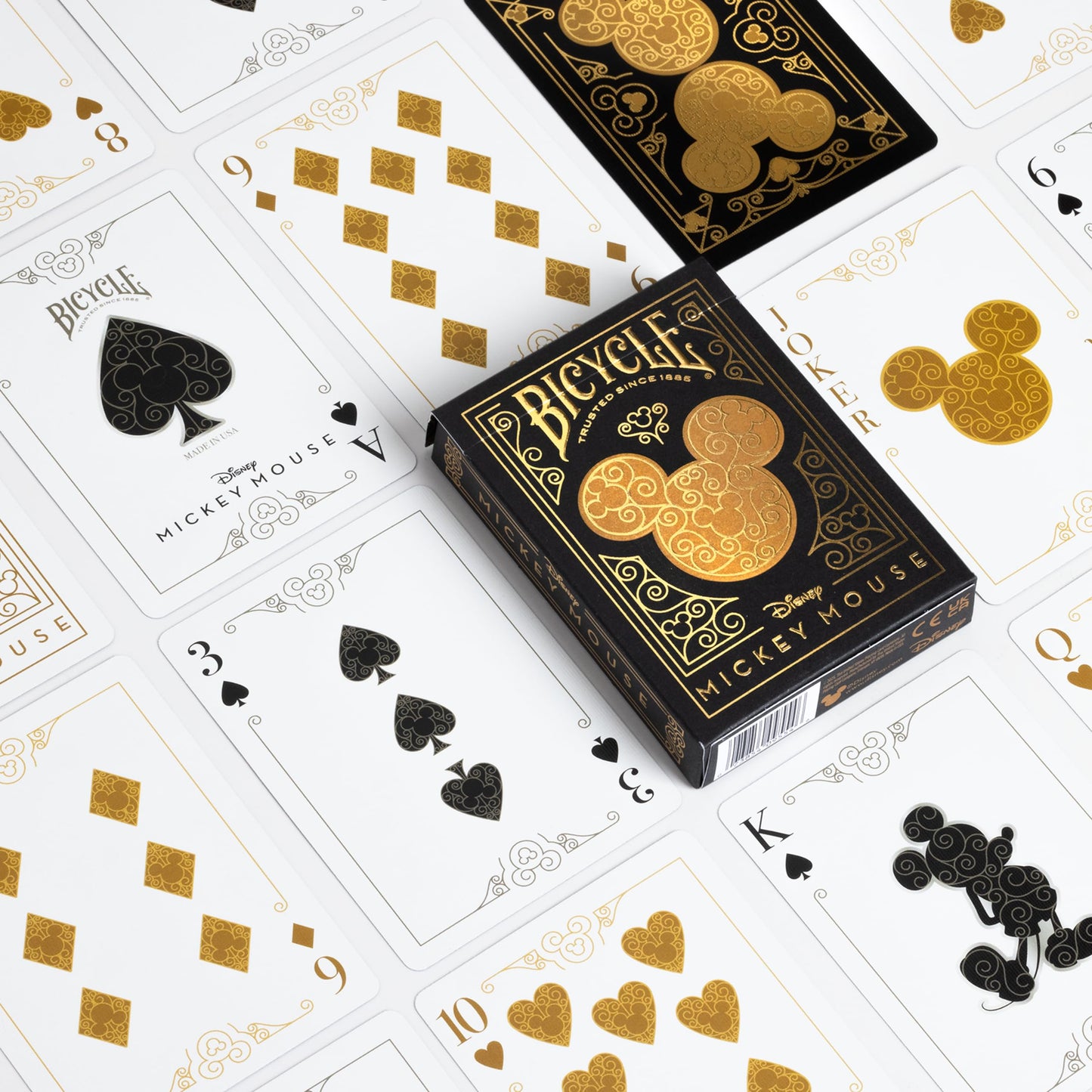 Bicycle Mickey Black & Gold Playing Cards – Metalluxe Foil, Hidden Mickeys, Made in USA