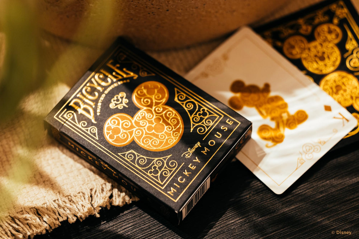 Bicycle Mickey Black & Gold Playing Cards – Metalluxe Foil, Hidden Mickeys, Made in USA