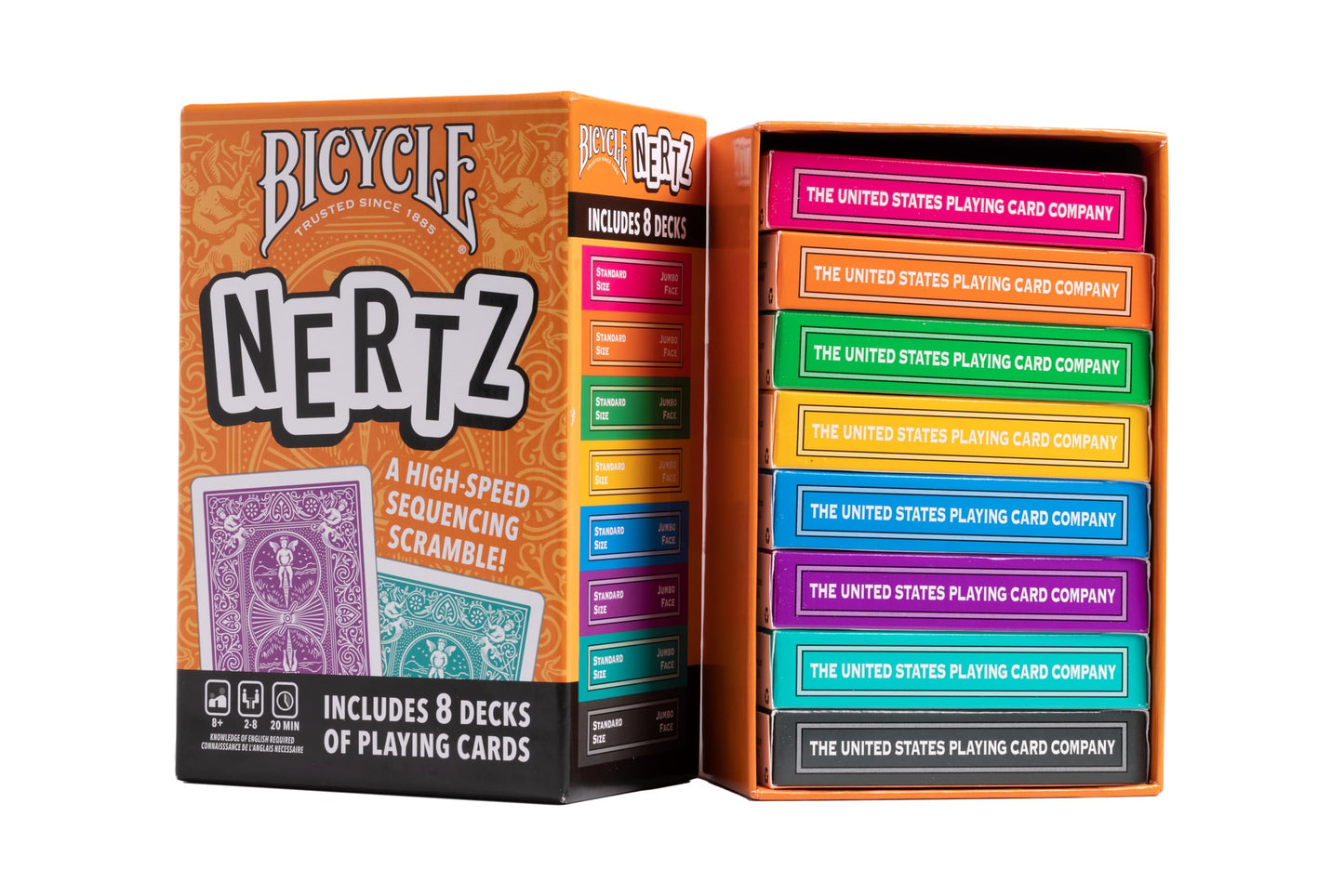 Bicycle Nertz Card Game (8 Decks) – Multiplayer Solitaire for Up to 8 Players | Jumbo Index