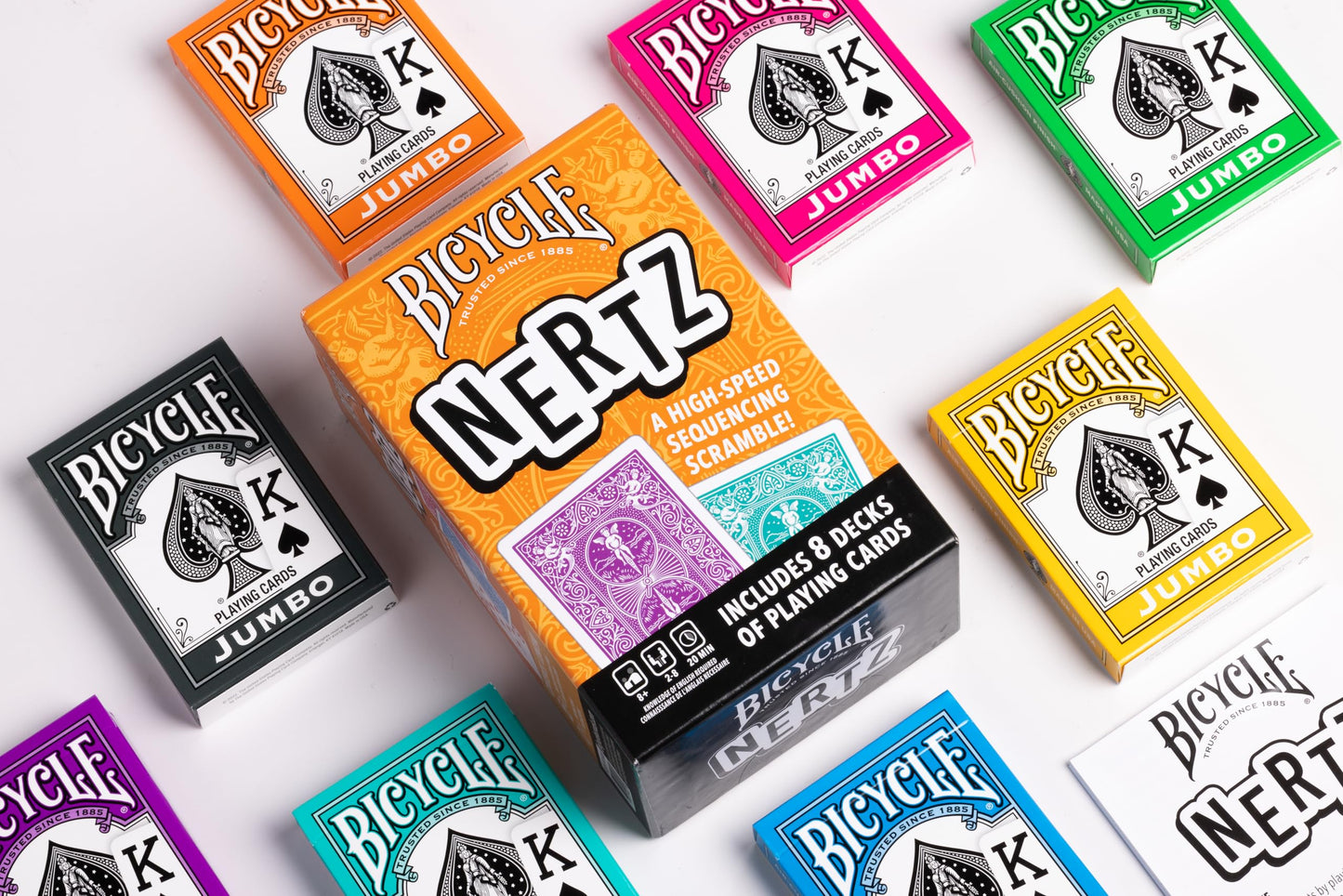 Bicycle Nertz Card Game (8 Decks) – Multiplayer Solitaire for Up to 8 Players | Jumbo Index