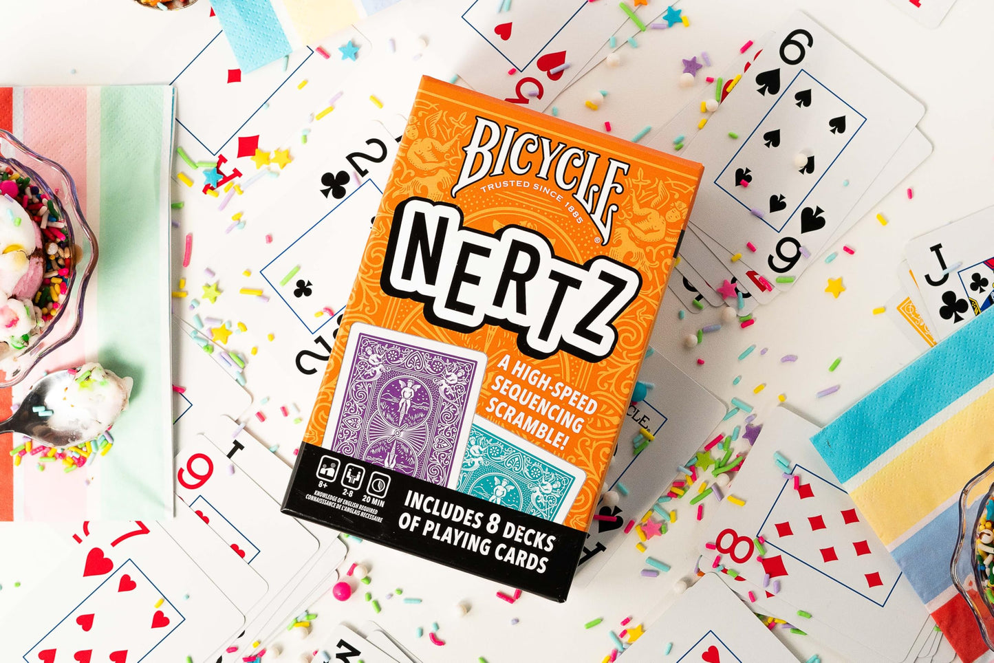 Bicycle Nertz Card Game (8 Decks) – Multiplayer Solitaire for Up to 8 Players | Jumbo Index