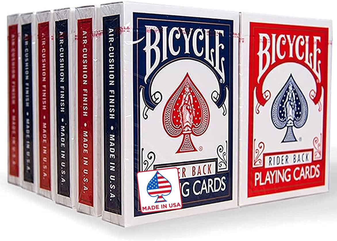 Bicycle Rider Back Standard Index Playing Cards – 12-Deck Bulk Pack (Poker Size, Red & Blue Backs)