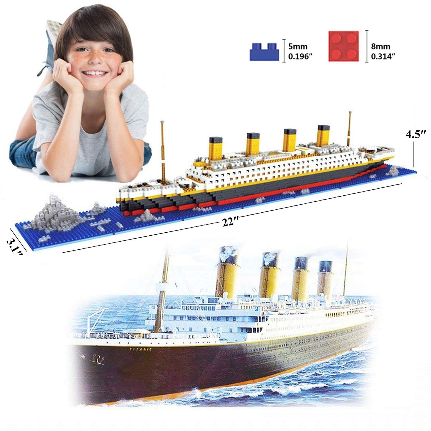 BIDIUTOY Titanic Ship Model Building Block Set – 1860 Micro Blocks | 3D Puzzle Toy