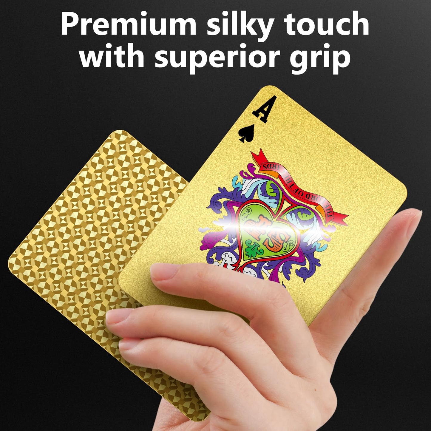 BIERDORF Waterproof Plastic Playing Cards – Premium 54‑Card Deck, Gold Diamond Casino Style