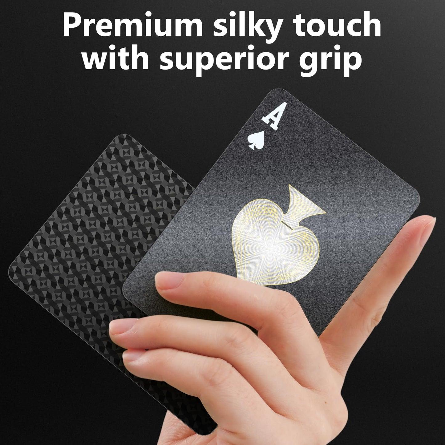 BIERDORF Waterproof Playing Cards - 4 Pack, Black Diamond Style Plastic Decks