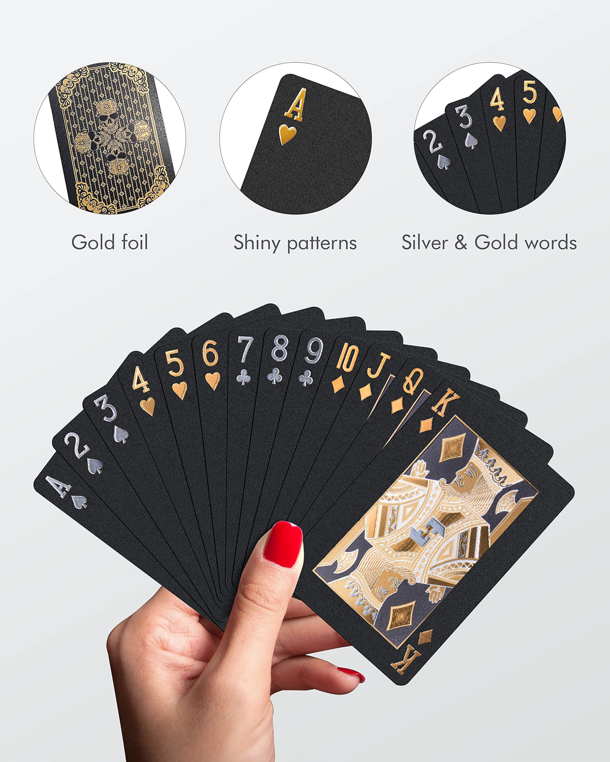 BIERDORF Waterproof Plastic Playing Cards – 54-Card Deck with Gold Skull Design