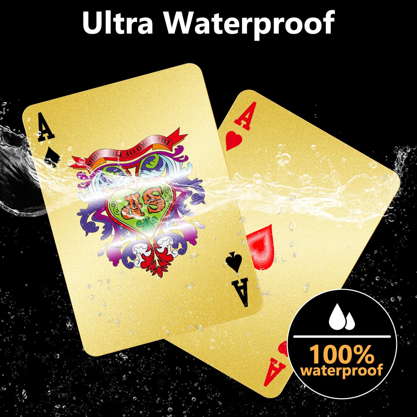 BIERDORF Waterproof Plastic Playing Cards – Premium 54‑Card Deck, Gold Diamond Casino Style
