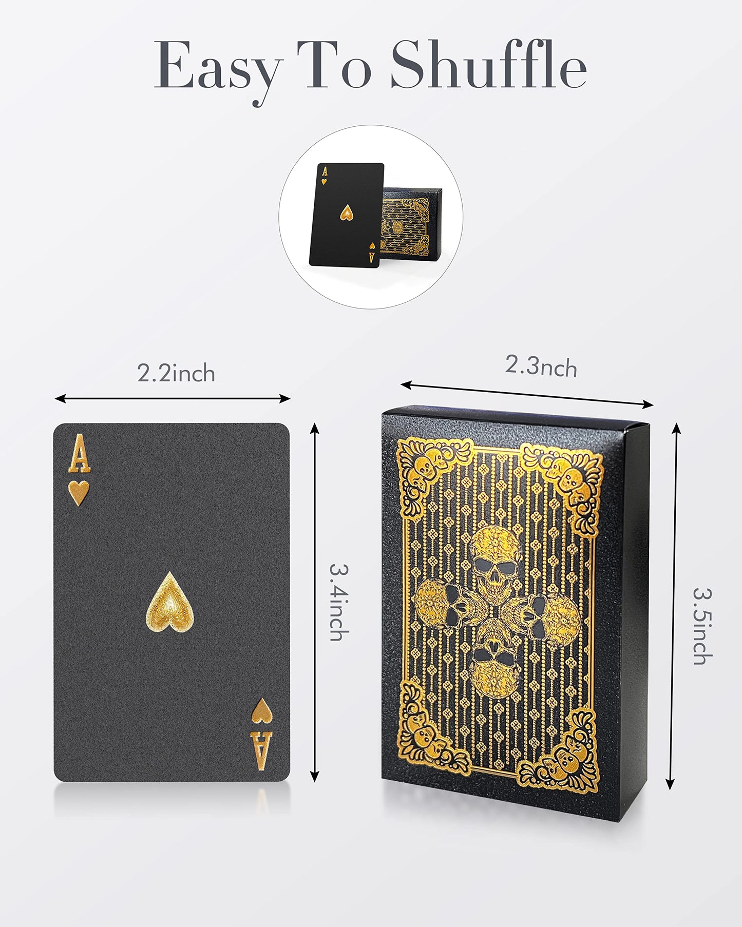 BIERDORF Waterproof Plastic Playing Cards – 54-Card Deck with Gold Skull Design