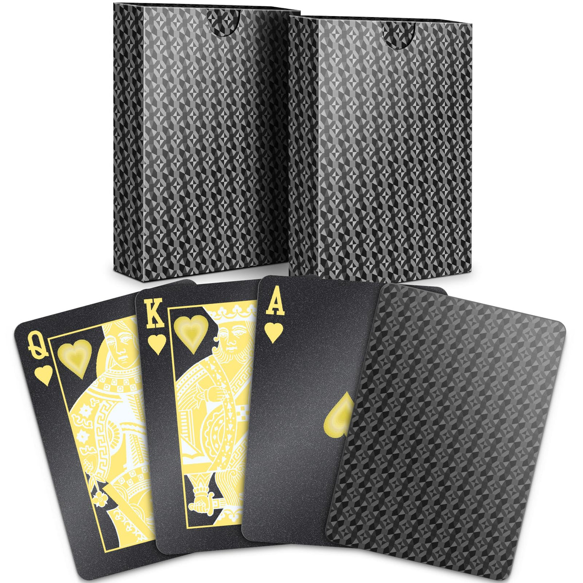 BIERDORF Waterproof Playing Cards – 2-Pack Durable Plastic Decks, Black Diamond Style