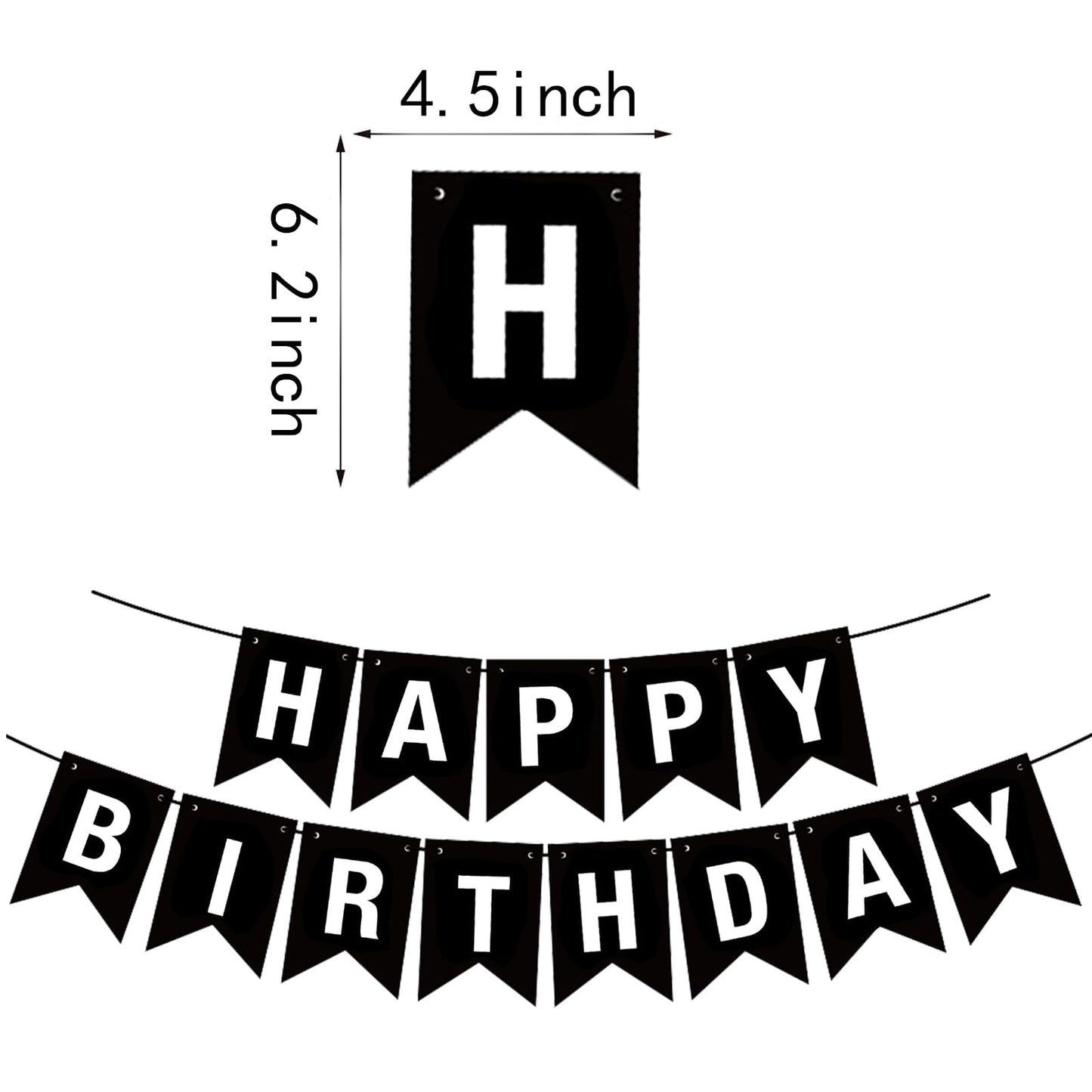 BIEUFBJI Beer Birthday Banner with Mug Pennant – Black & White Happy Birthday Decorations