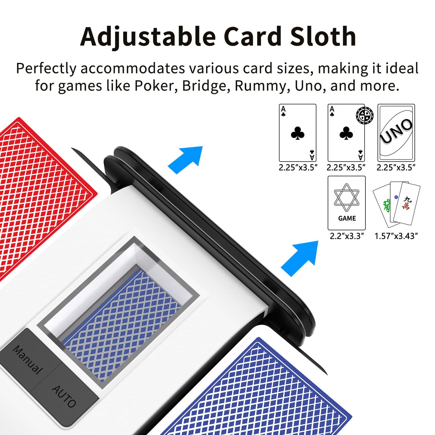 BIFTU Automatic Card Shuffler - Dual Modes, 2-Deck Capacity, Rechargeable