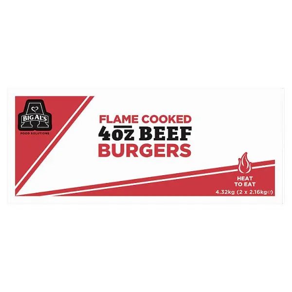 Big Als Flame Cooked 4oz Beef Burgers 2.16kg