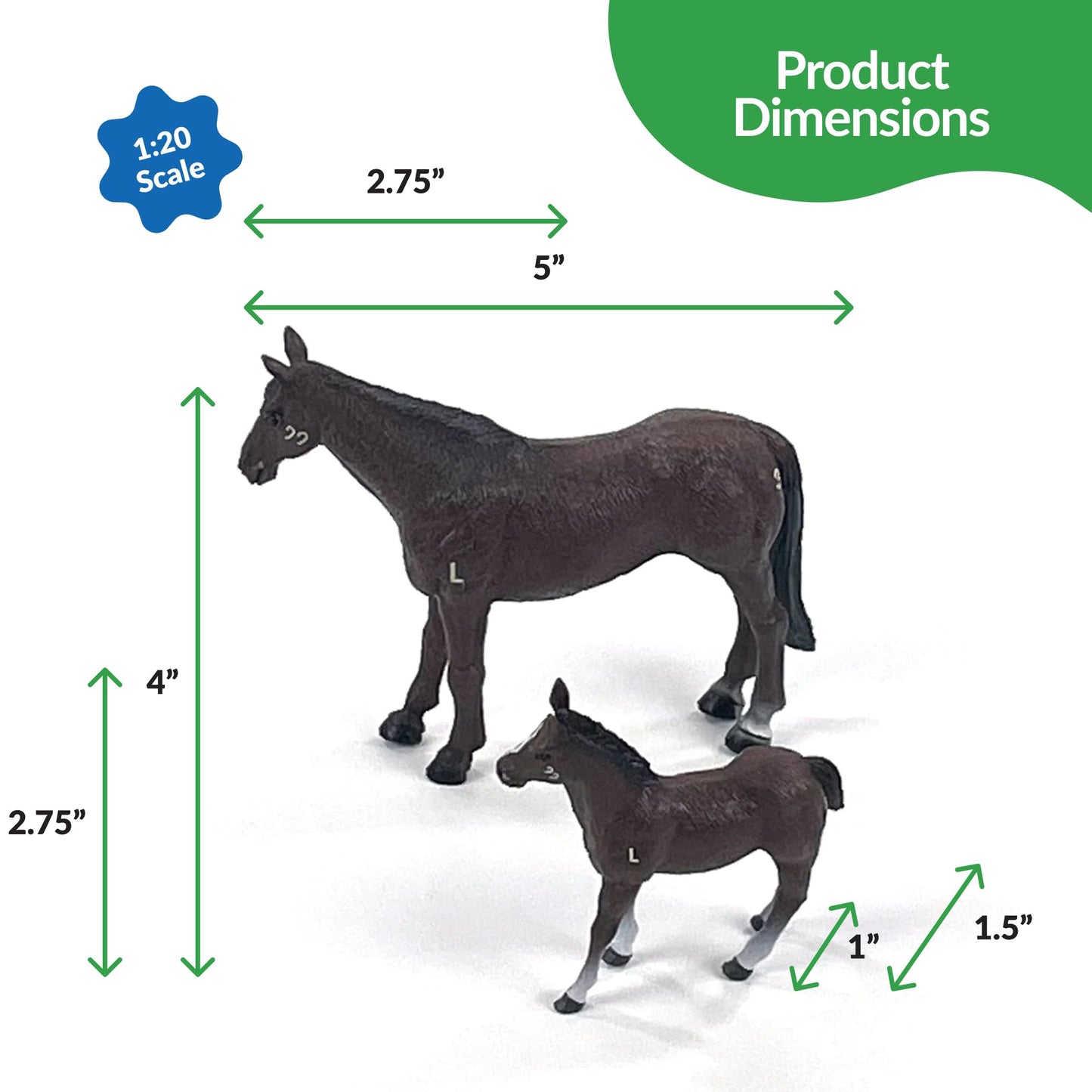Big Country Toys Horse Mare & Colt Set (6666 Ranch Quarter Horse) - 1:20 Scale Farm Toys