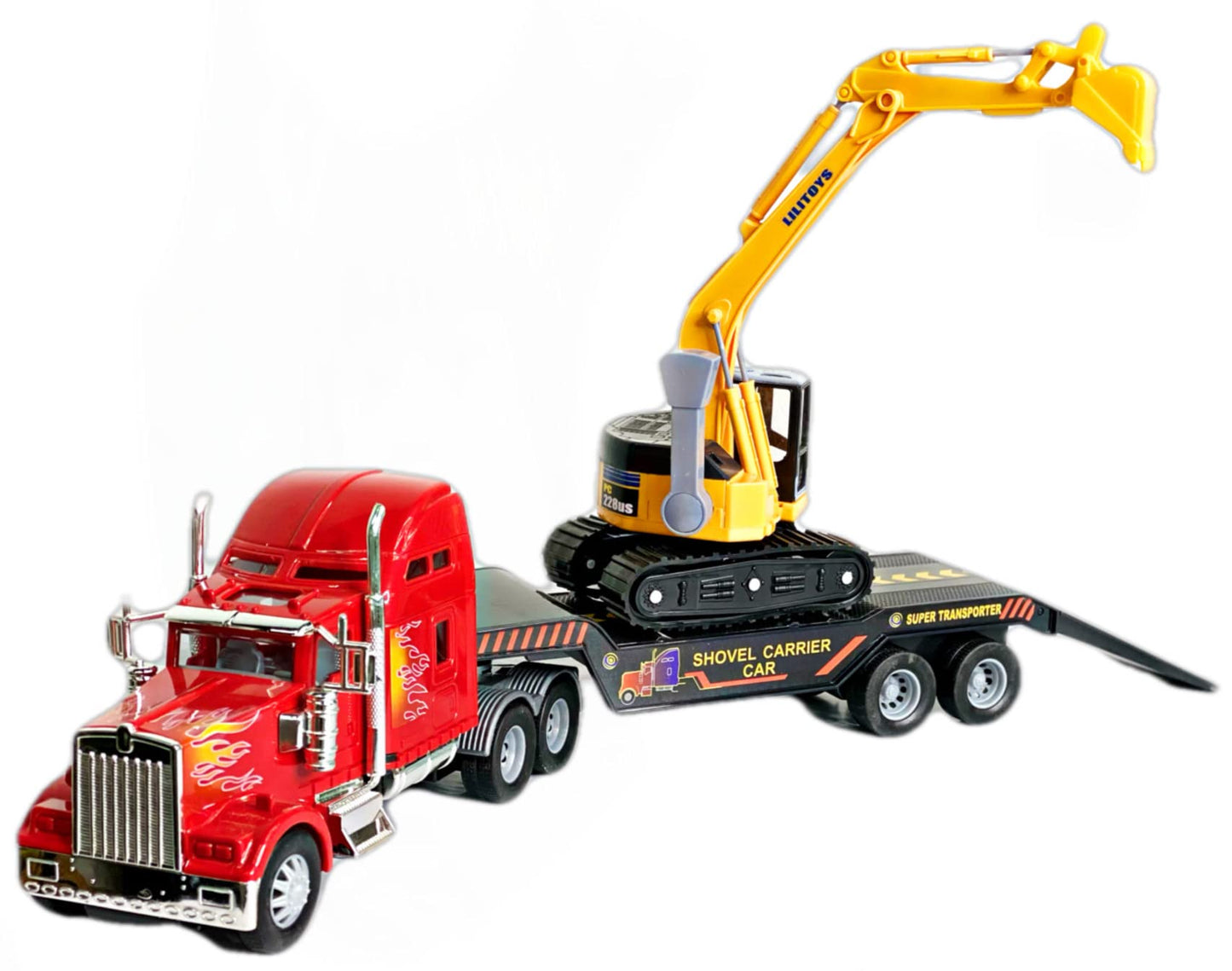 Big Daddy Big Rig: Heavy Duty Tractor Trailer & Excavator Toy Trucks Set for Realistic Play