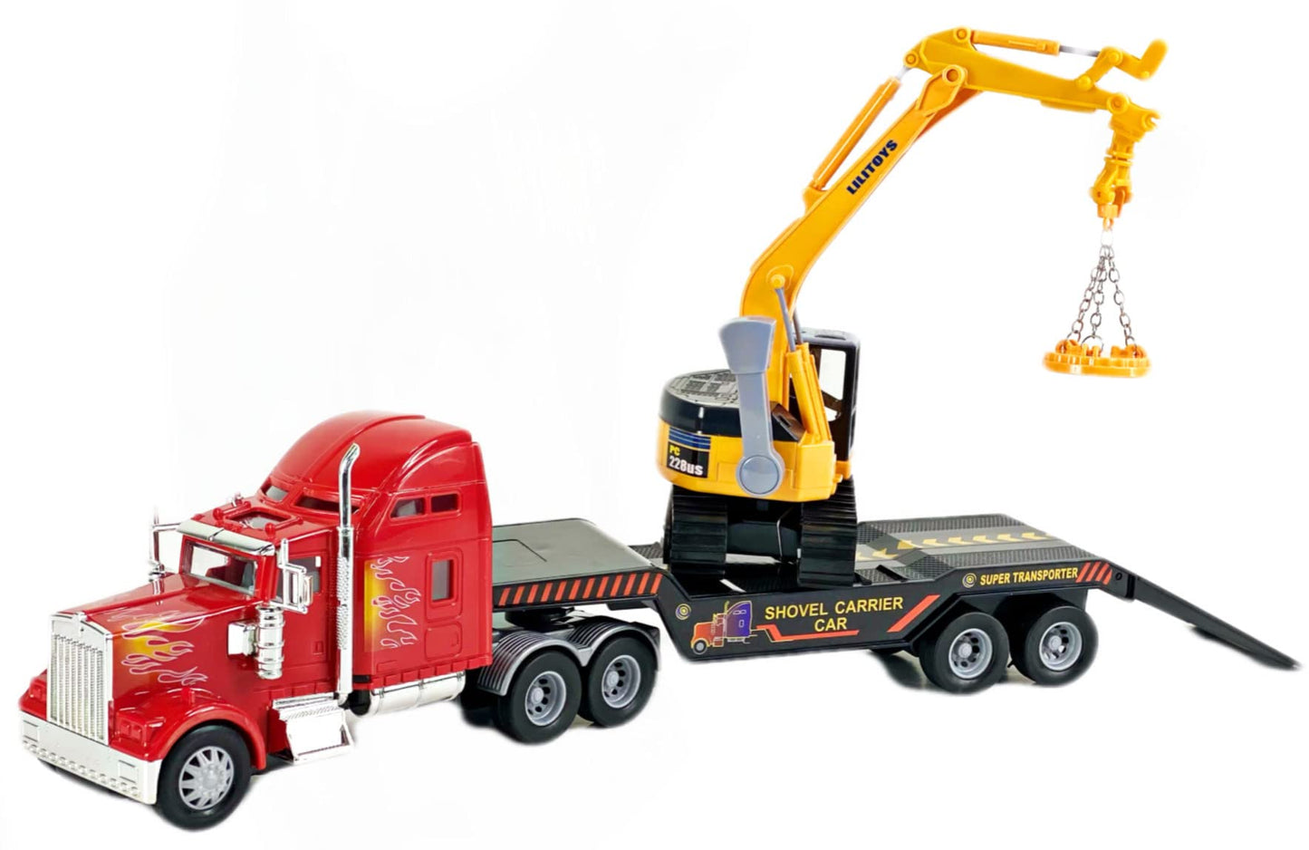 Big Daddy Big Rig: Heavy Duty Tractor Trailer & Excavator Toy Trucks Set for Realistic Play