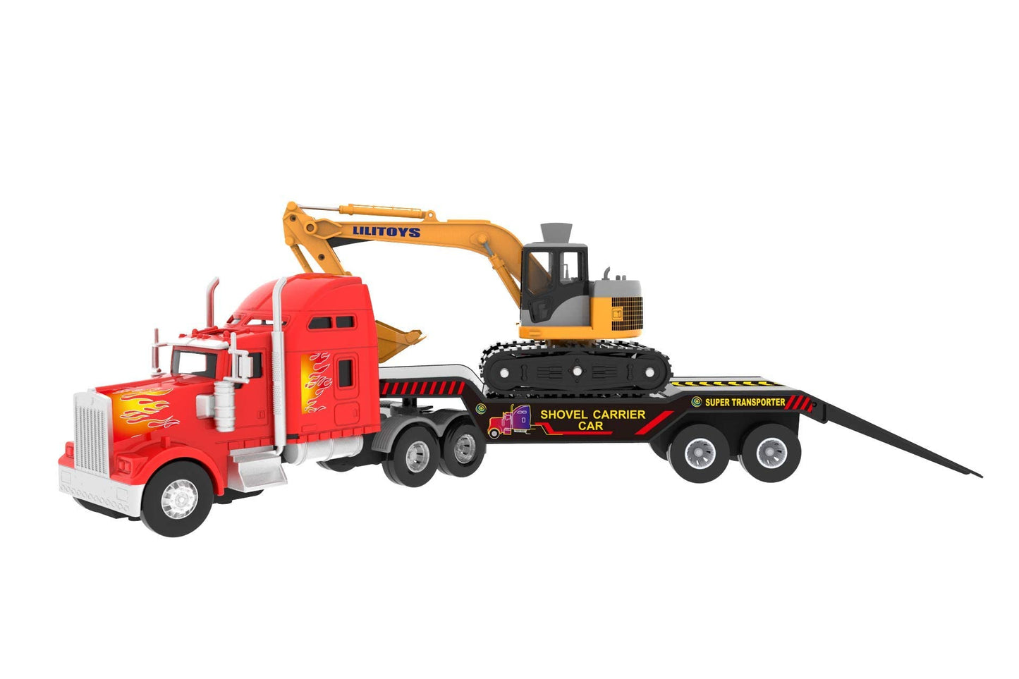 Big Daddy Big Rig: Heavy Duty Tractor Trailer & Excavator Toy Trucks Set for Realistic Play