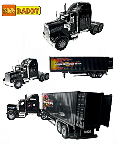 Big Daddy Heavy Duty Tractor Trailer Cargo Transporter with Cargo Hold | Friction-Powered Play Truck