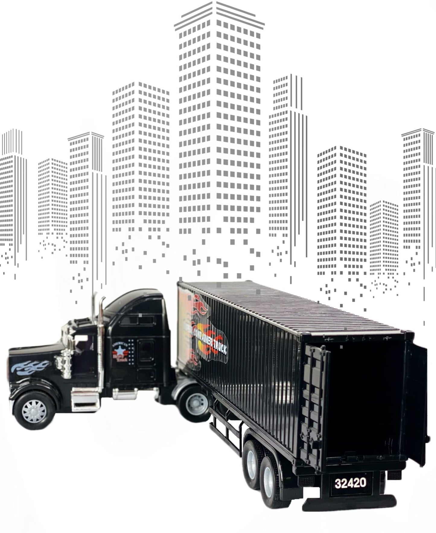 Big Daddy Heavy Duty Tractor Trailer Cargo Transporter with Cargo Hold | Friction-Powered Play Truck