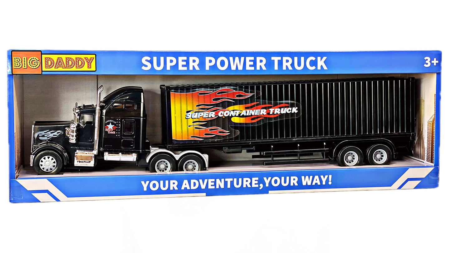 Big Daddy Heavy Duty Tractor Trailer Cargo Transporter with Cargo Hold | Friction-Powered Play Truck