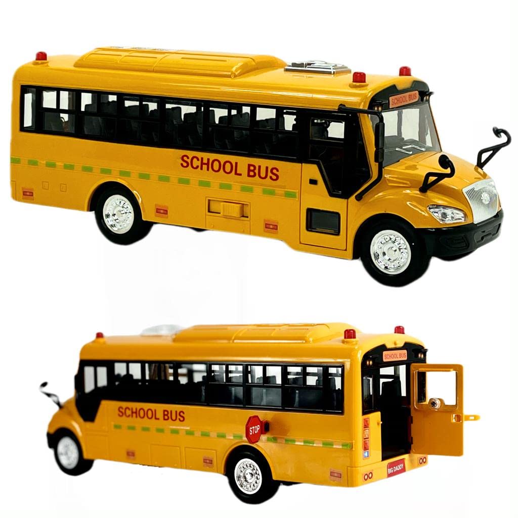 Big Daddy Huge Yellow School Bus - Pull-Back Toy with Lights & Songs