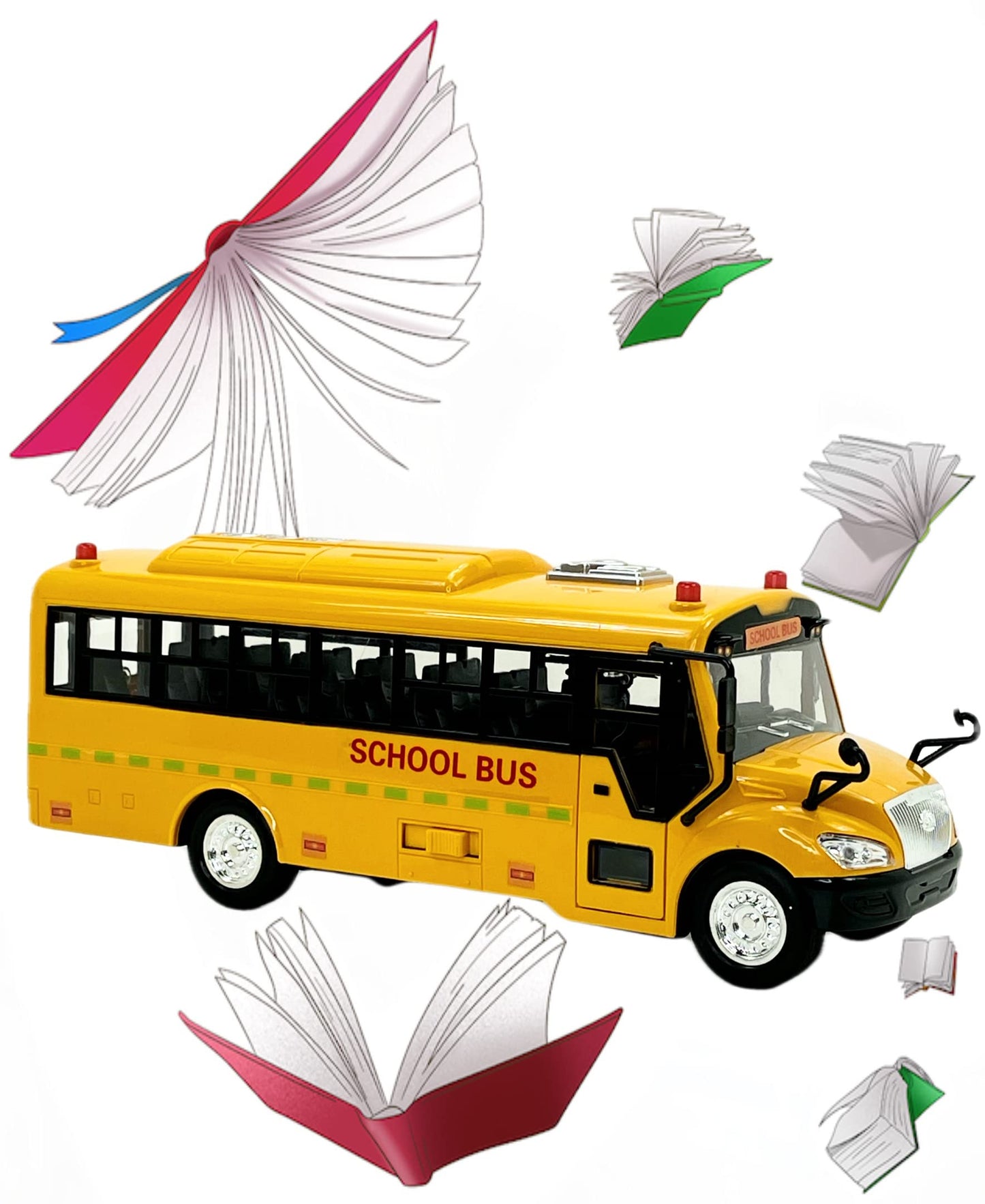 Big Daddy Huge Yellow School Bus - Pull-Back Toy with Lights & Songs