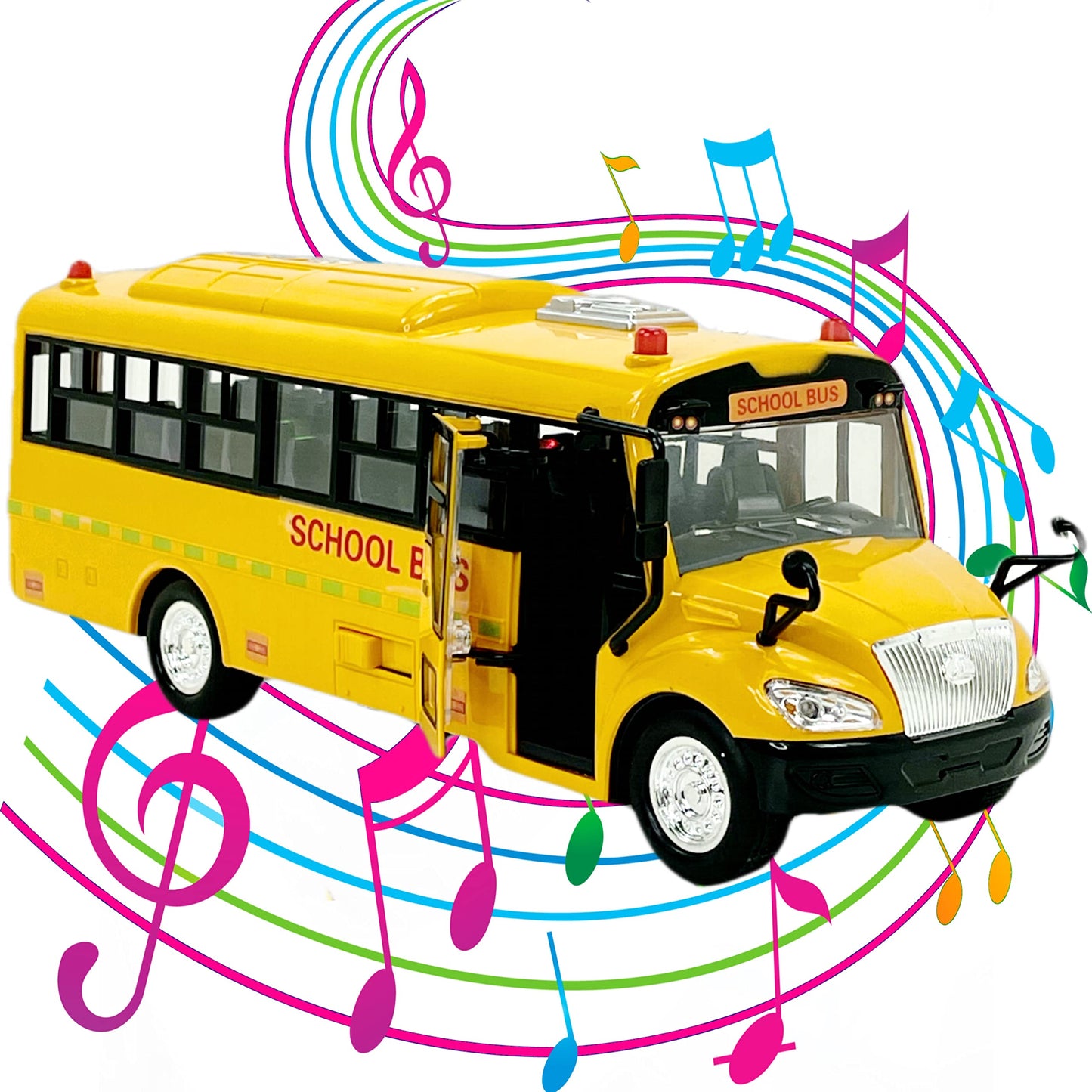 Big Daddy Huge Yellow School Bus - Pull-Back Toy with Lights & Songs