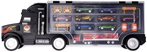 Big Daddy Super Mega Extra Large Tractor Trailer Car Collection Case – 26-Slot Organizer with 8 Cars & Accessories