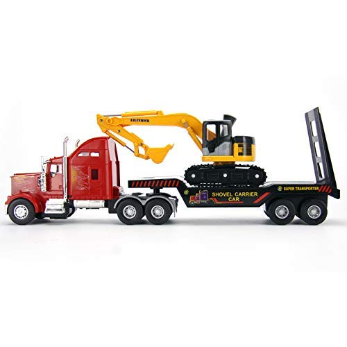 Big Daddy Big Rig: Heavy Duty Tractor Trailer & Excavator Toy Trucks Set for Realistic Play