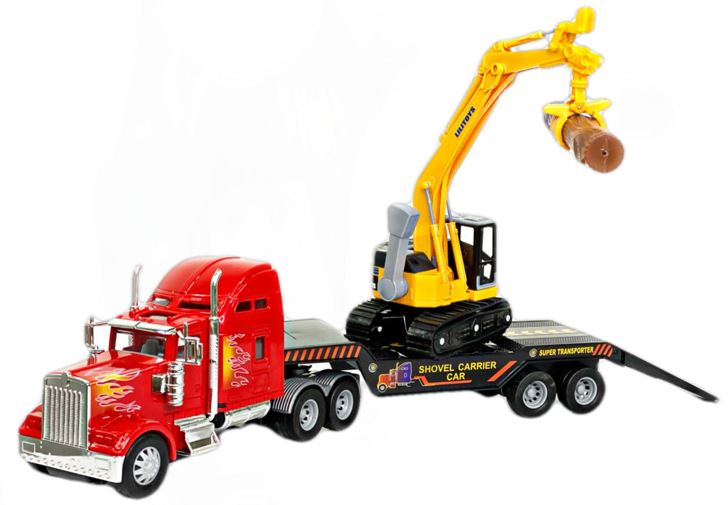 Big Daddy Big Rig: Heavy Duty Tractor Trailer & Excavator Toy Trucks Set for Realistic Play