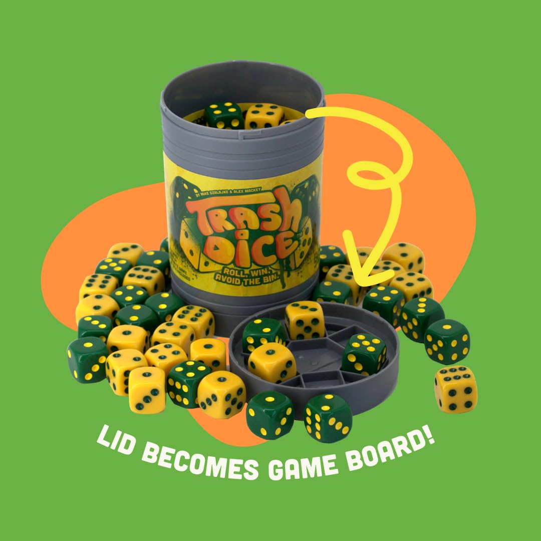 Big Discoveries Trash Dice – Fast-Paced 2-Player Family Dice Game with 40 Dice