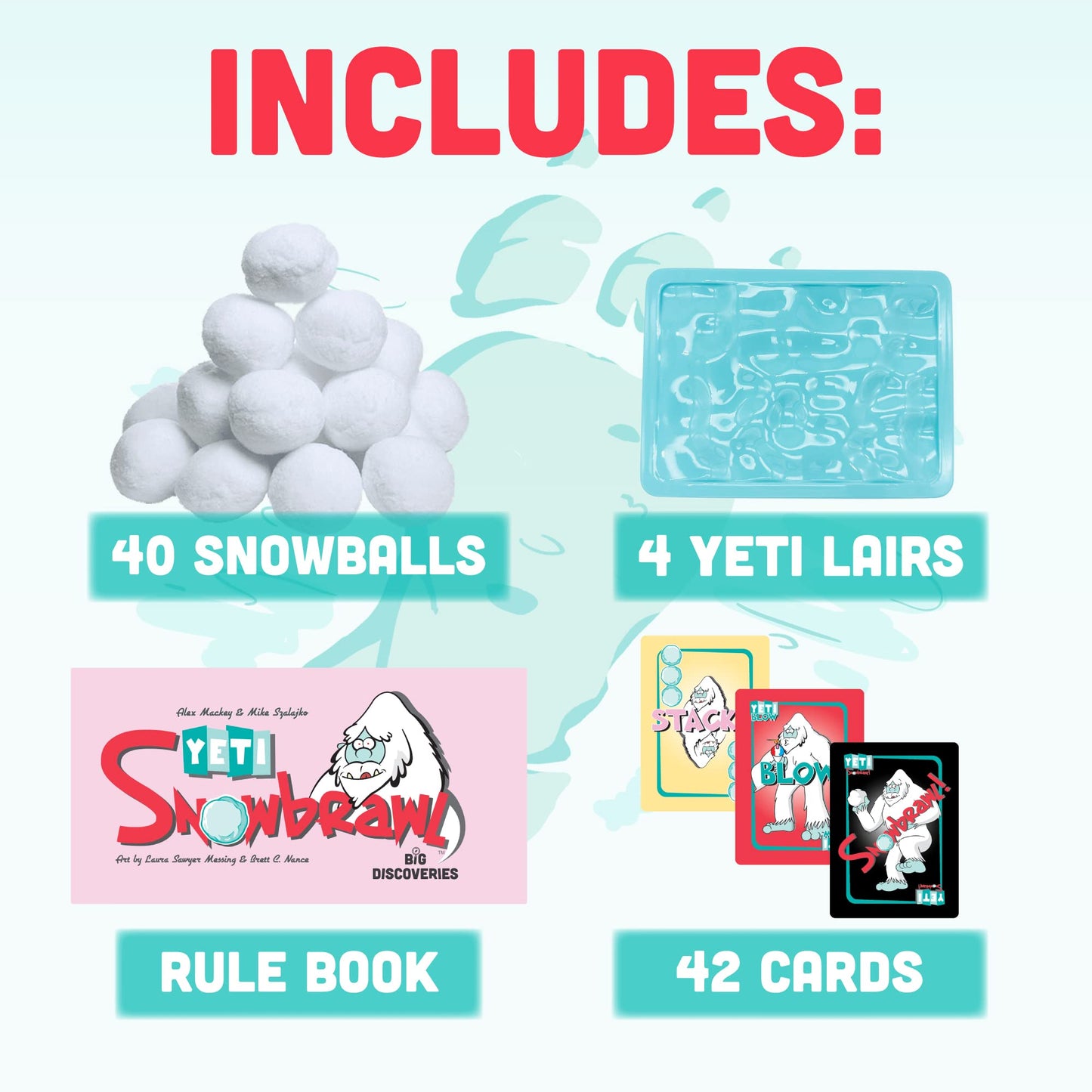 Big Discoveries Yeti Snowbrawl – Snowball Stacking Card Game | 40 Snow Balls Included | Family Fun for 2-4 Players