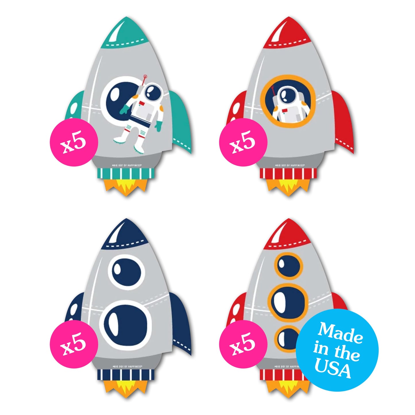 Big Dot of Happiness Blast Off to Outer Space – 20 Large Rocket Ship Decorations
