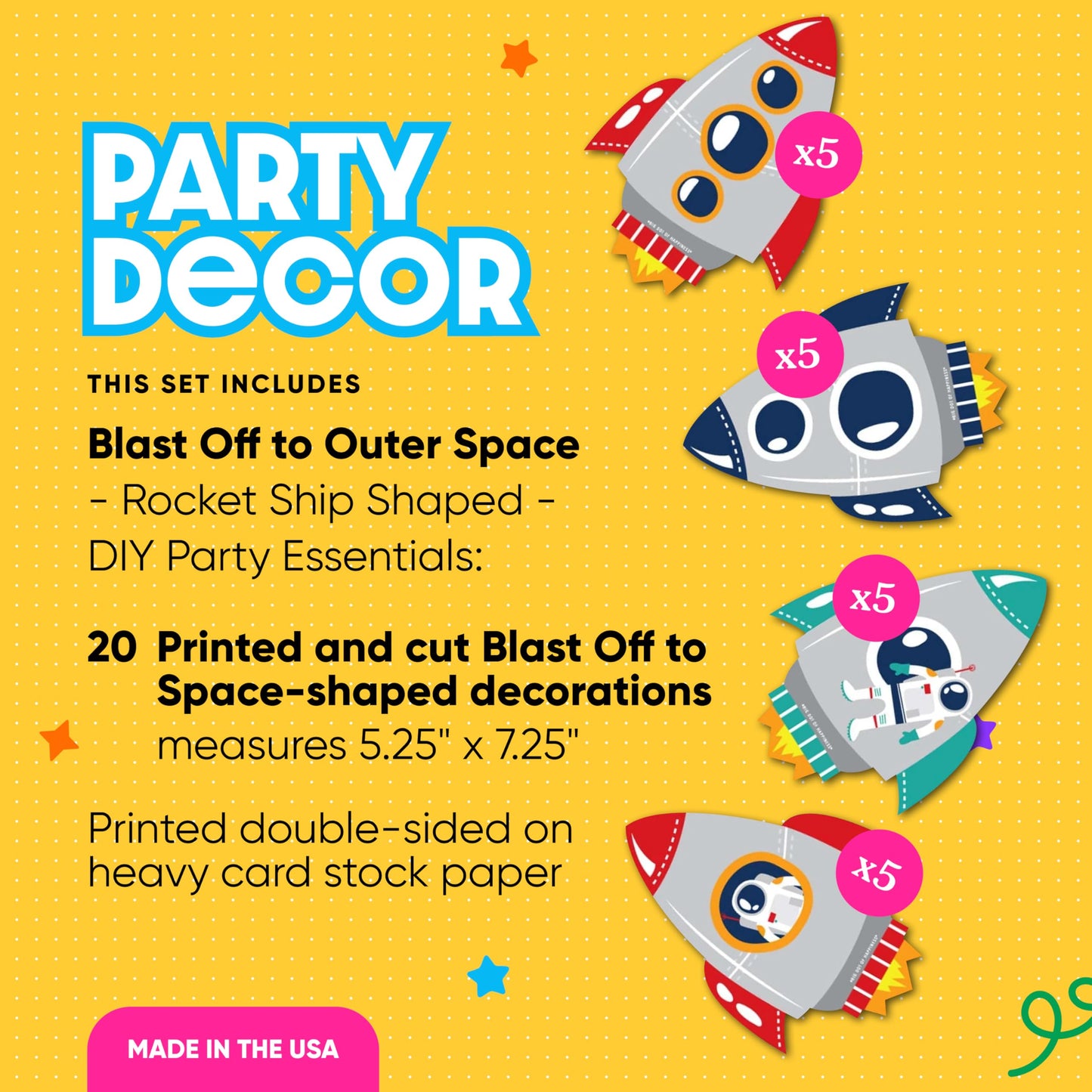 Big Dot of Happiness Blast Off to Outer Space – 20 Large Rocket Ship Decorations