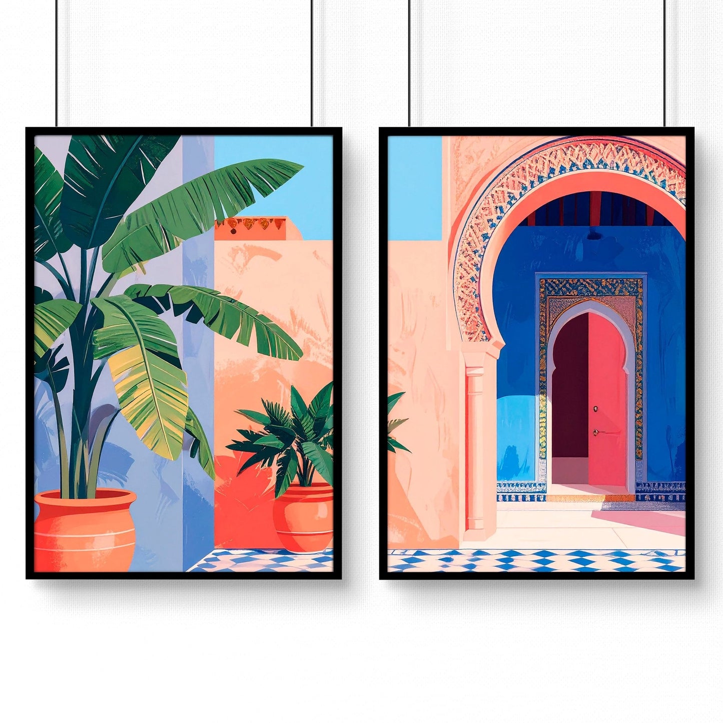 Big Framed Wall Art | Set of 2 Moroccan Inspired Wall art Prints