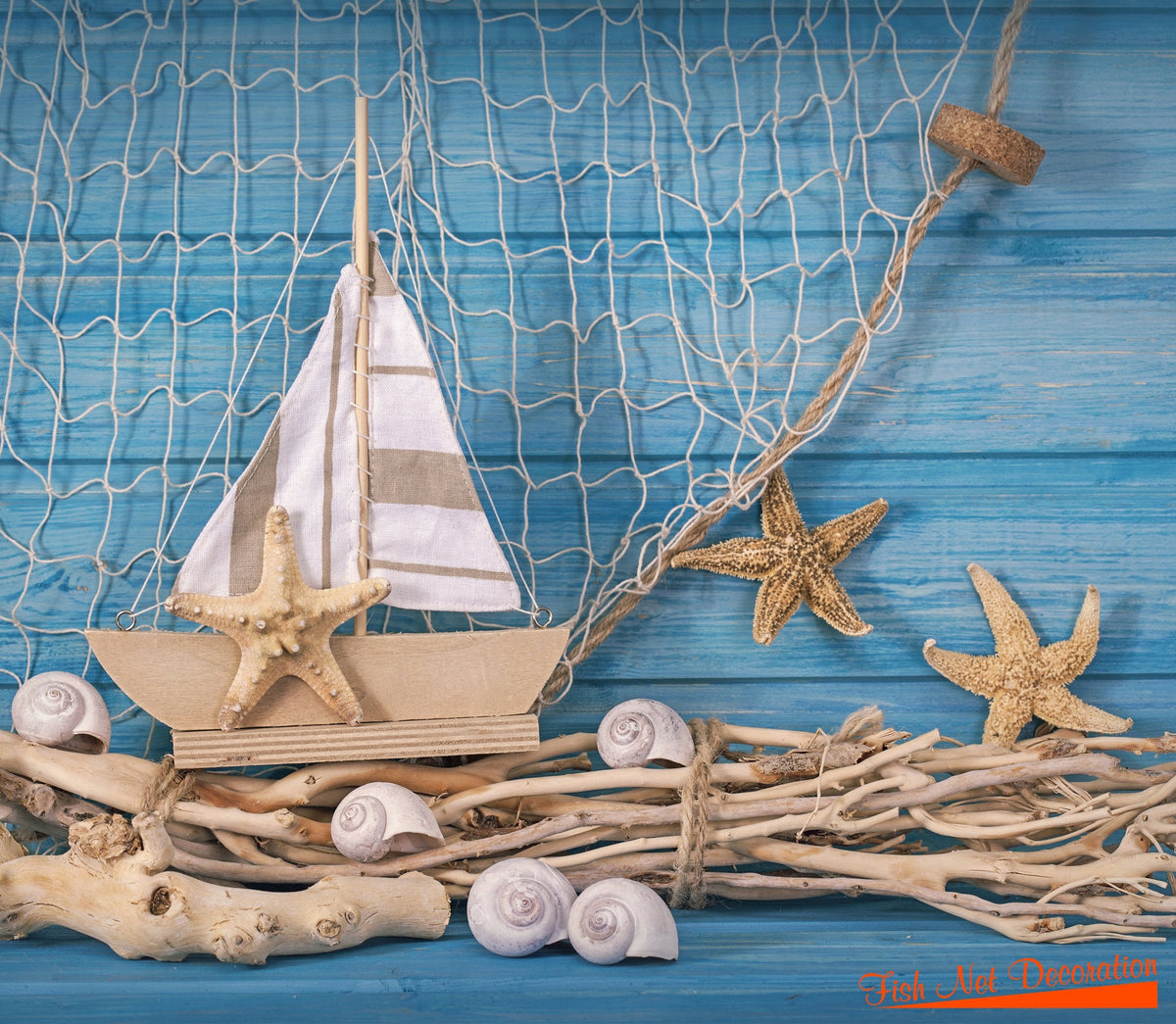 Big Mo's Toys Natural Cotton Fish Net Party Decorations – Nautical Table Covers & Wall Decor