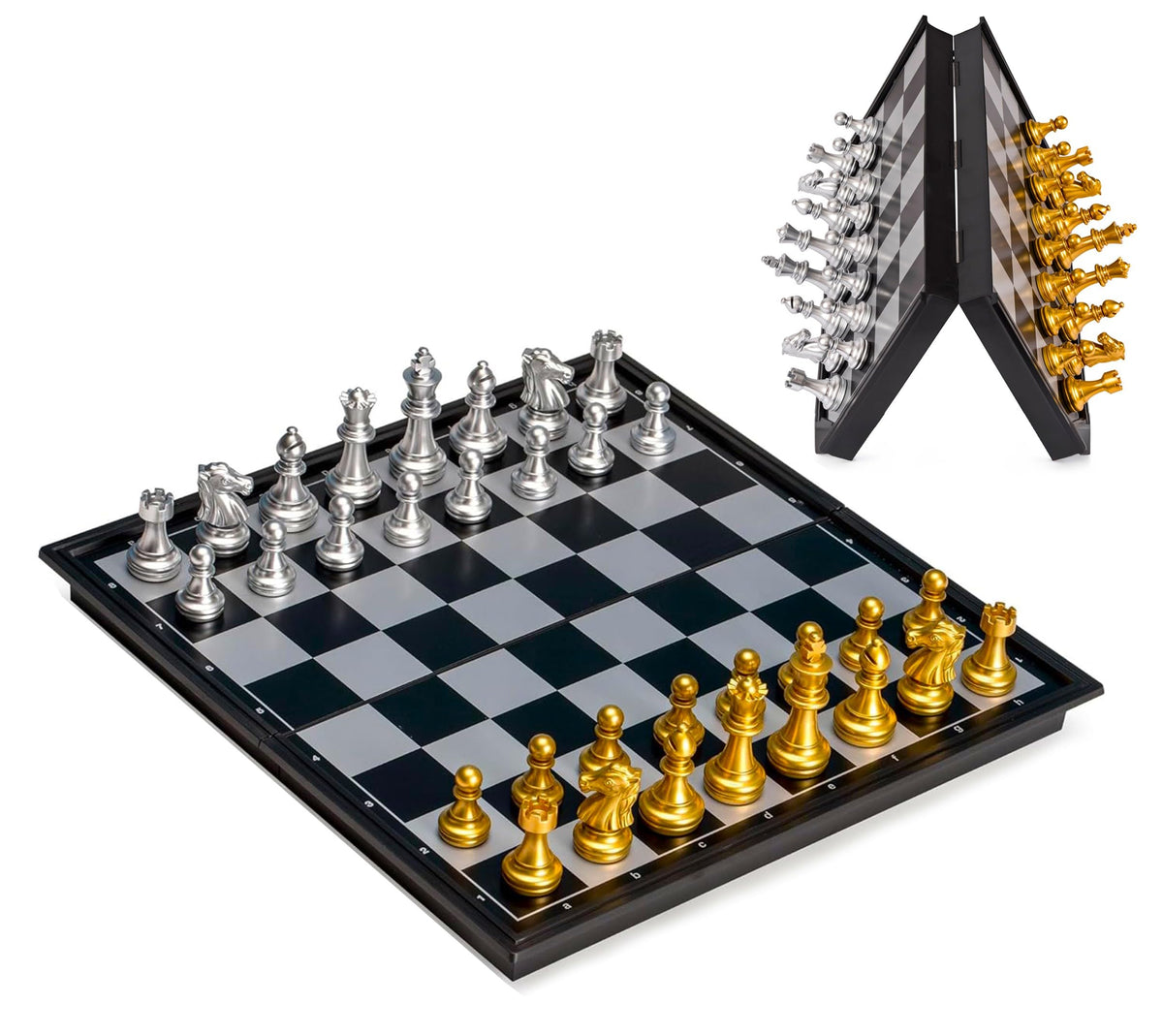 Big Mo's Toys Magnetic Travel Chess Set – Folding Board with Storage (9.7-Inch)