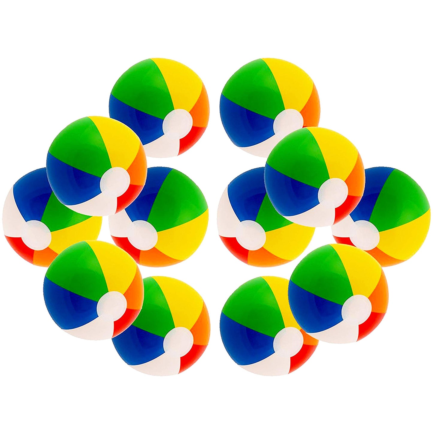 Big Mo's Toys 12-Inch Rainbow Beach Balls – 12-Pack for Beach and Pool Fun