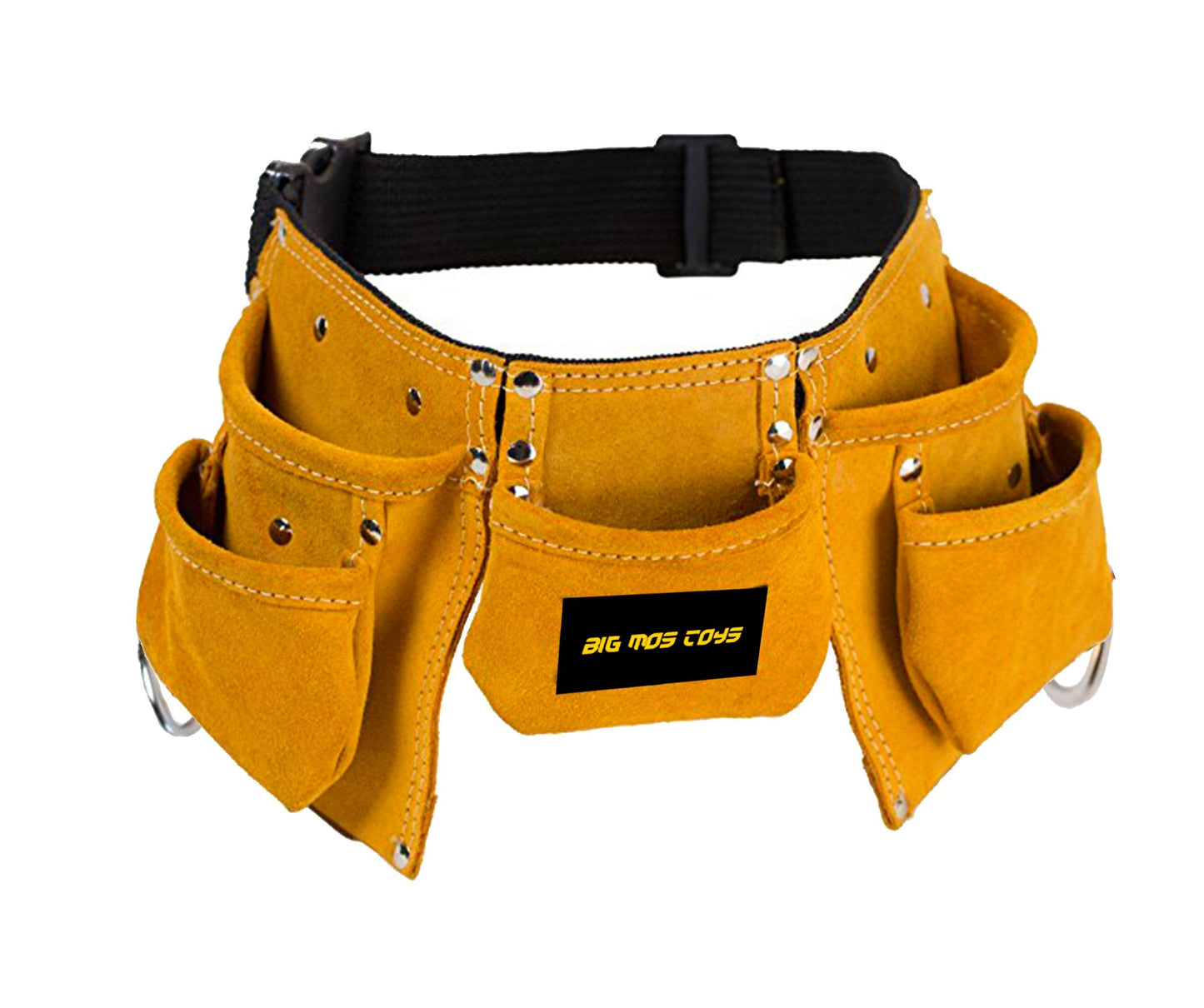 Big Mo's Toys Tool Belt – Brown Faux Suede Pretend Play Belt for Kids | Adjustable 20–45 in