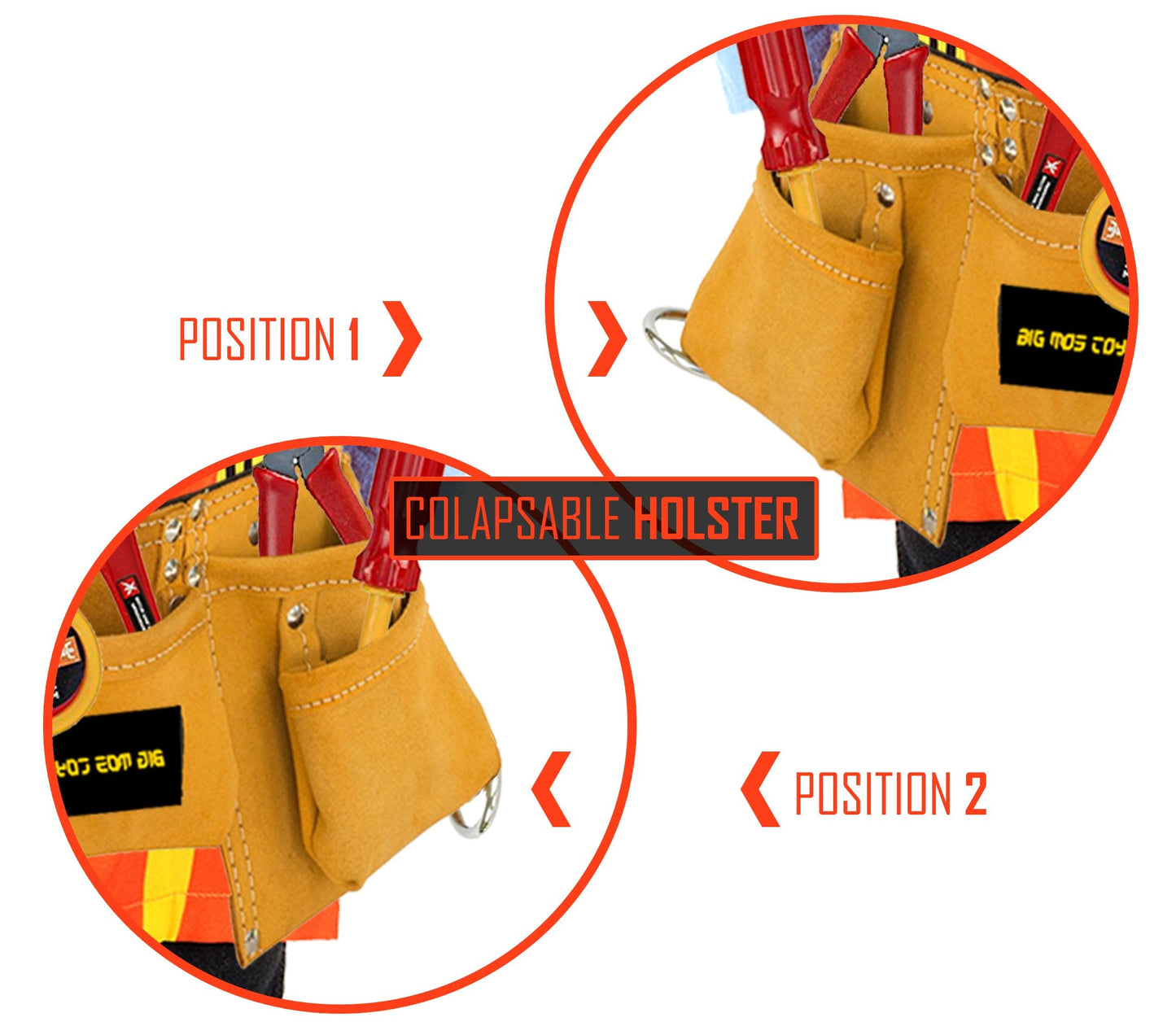 Big Mo's Toys Tool Belt – Brown Faux Suede Pretend Play Belt for Kids | Adjustable 20–45 in