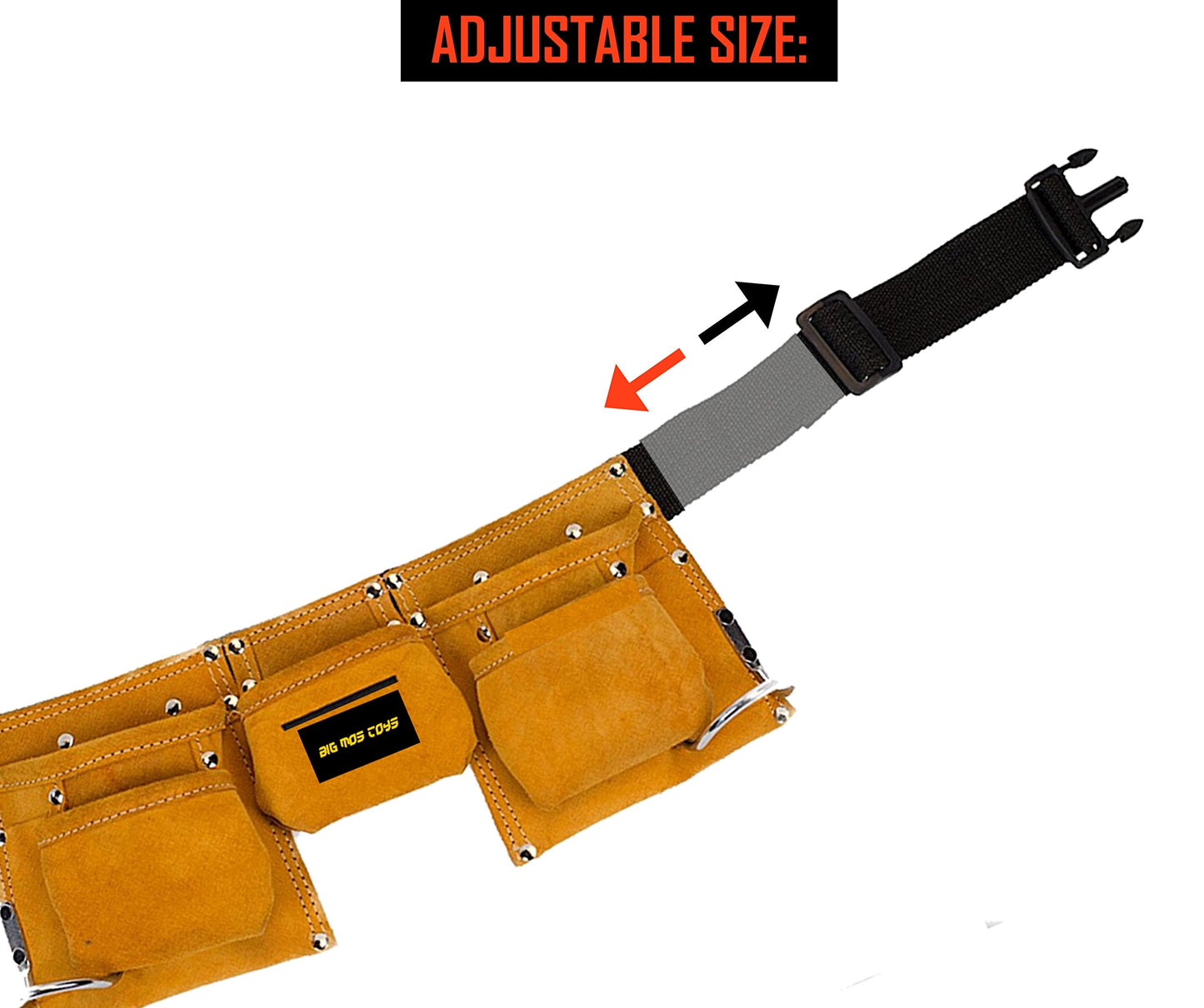 Big Mo's Toys Tool Belt – Brown Faux Suede Pretend Play Belt for Kids | Adjustable 20–45 in