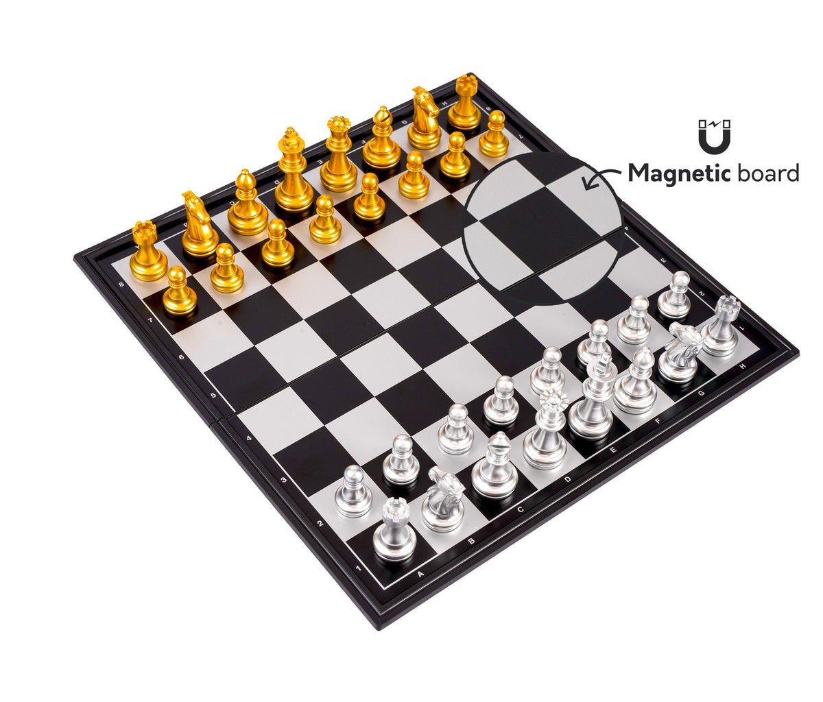 Big Mo's Toys Magnetic Travel Chess Set – Folding Board with Storage (9.7-Inch)
