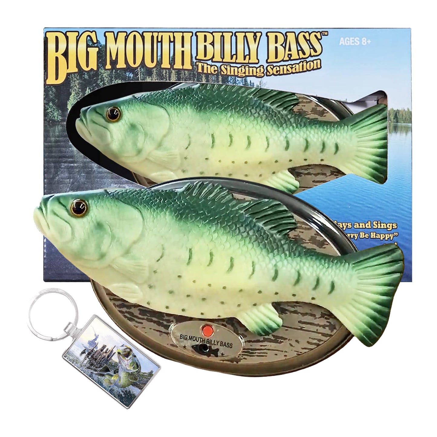 Big Mouth Billy Bass Singing Fish Gift Set — Animatronic Wall Plaque + 3D Keychain