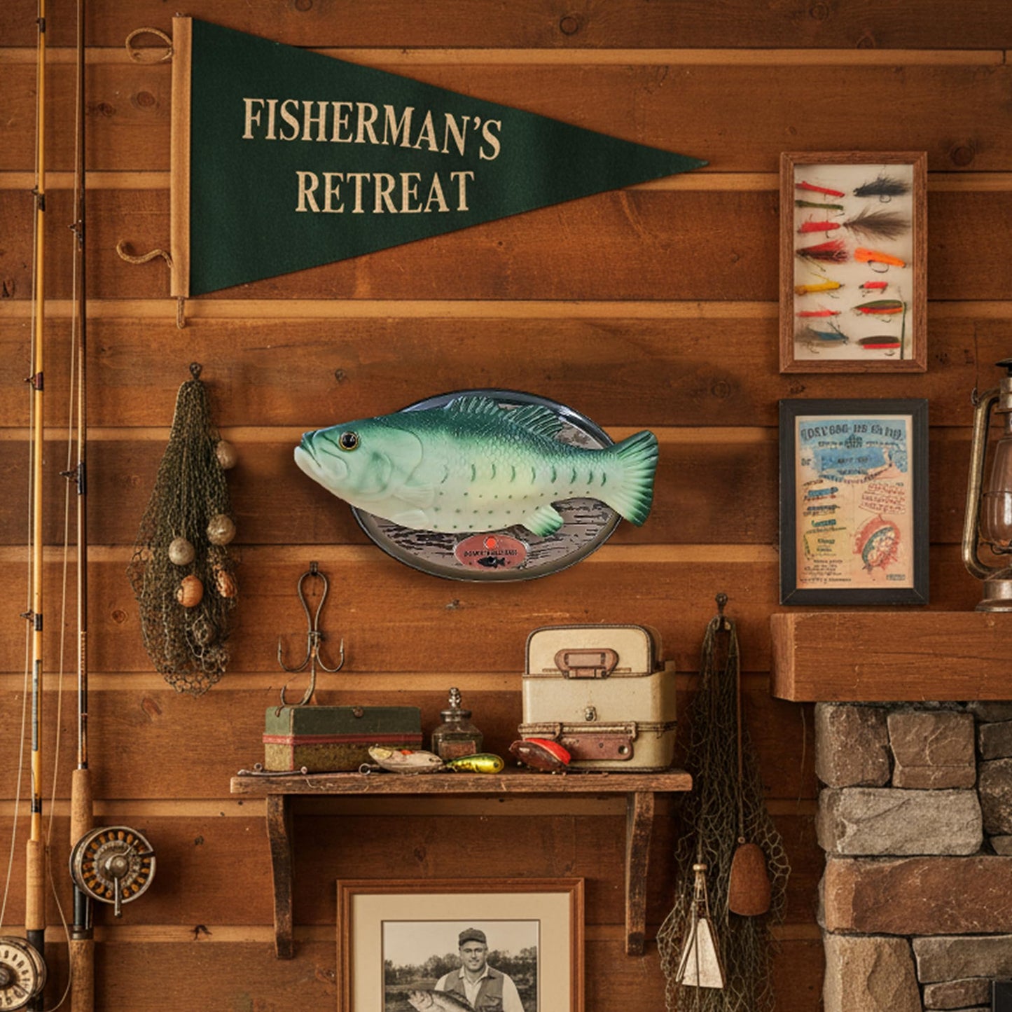 Big Mouth Billy Bass Singing Fish Gift Set — Animatronic Wall Plaque + 3D Keychain