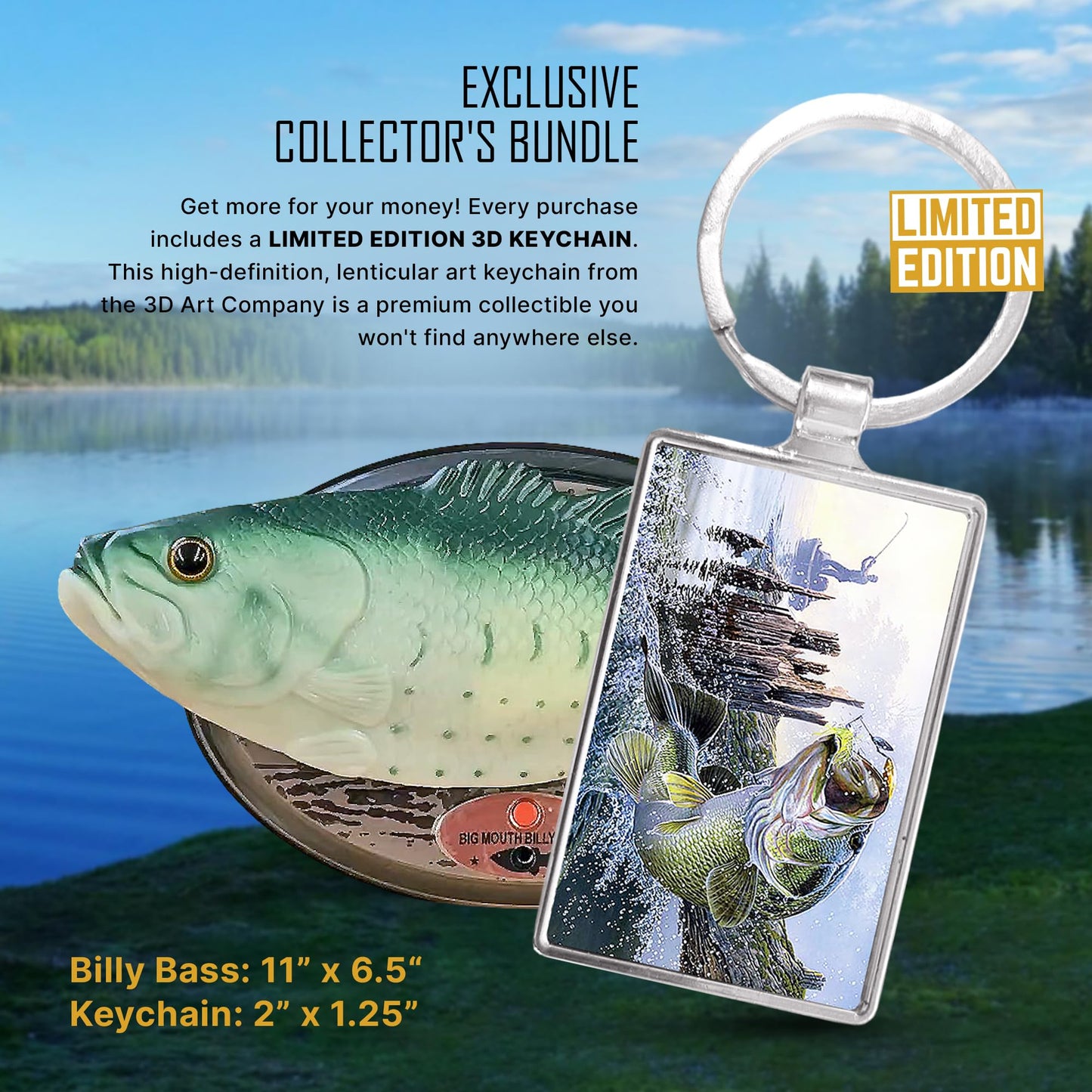 Big Mouth Billy Bass Singing Fish Gift Set — Animatronic Wall Plaque + 3D Keychain