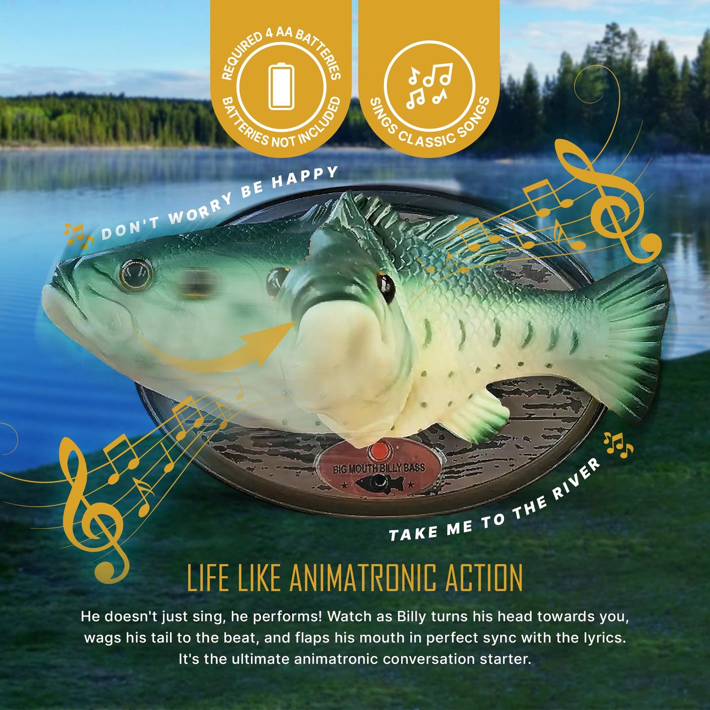 Big Mouth Billy Bass Singing Fish Gift Set — Animatronic Wall Plaque + 3D Keychain