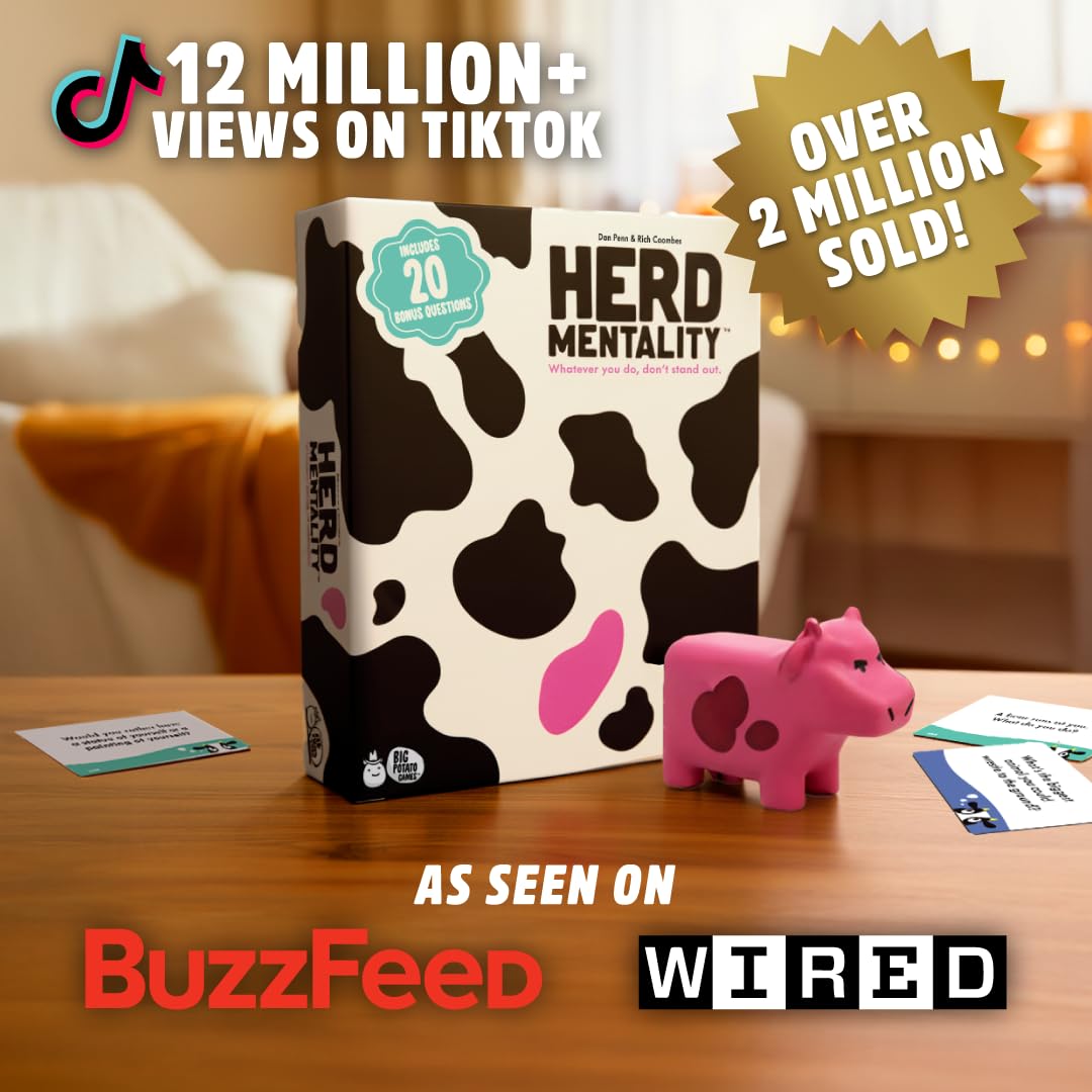 Herd Mentality: Udderly Funny Family Board Game by Big Potato | 4-20 Players + 20 Extra Questions