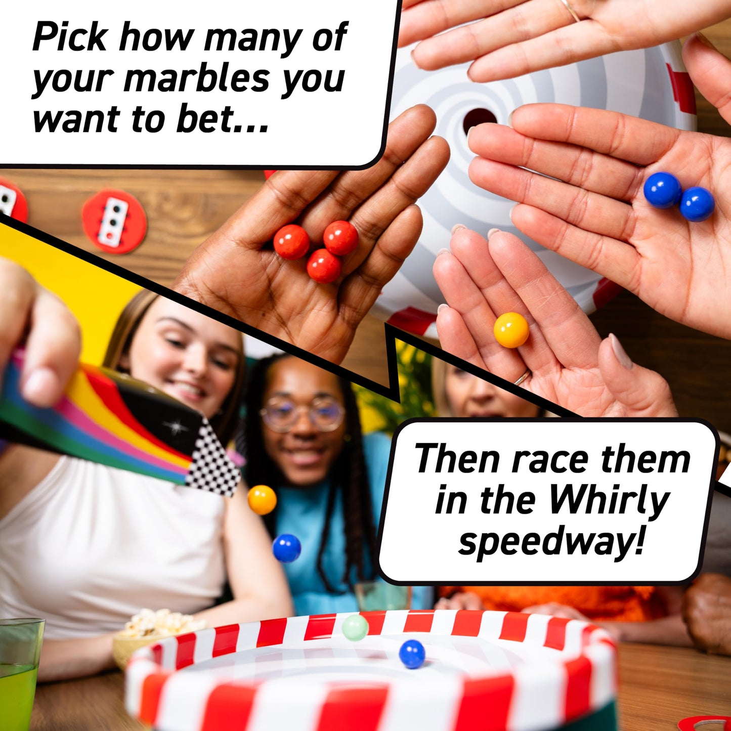 Whirly Derby by Big Potato – All-Action Marble Racing Game for 2-6 Players, Ages 8+