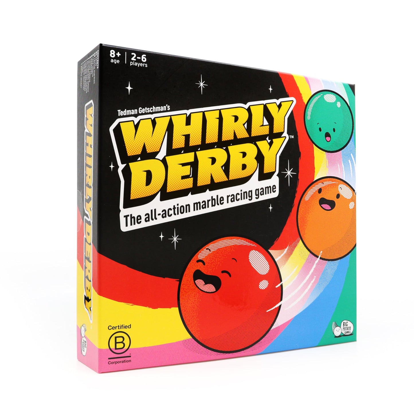 Whirly Derby by Big Potato – All-Action Marble Racing Game for 2-6 Players, Ages 8+