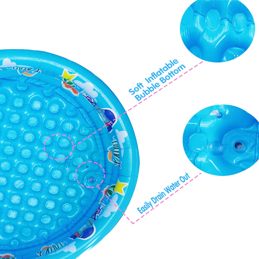 Big Summer 3 Rings Kiddie Pool - 48in x 12in Inflatable Toddler Pool, Ball Pit & Sand Play